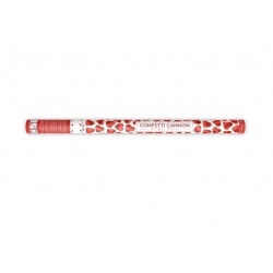 Konfetti wystrzałowe 80 cm (czerwone, metalizowane serca)